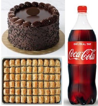 Misafir İkram Seti: Çikolatalı Yaş Pasta Baklava ve Cola